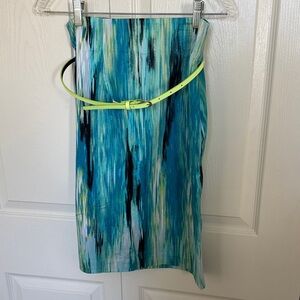 Worthington Blue and Green Pencil Skirt